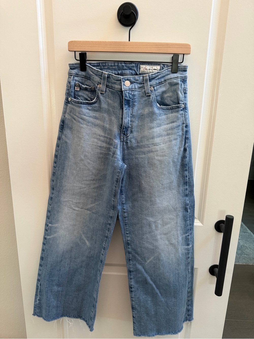 Ag Adriano Goldschmied Light Blue Cropped Wide-Leg Jeans